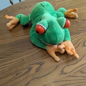Aurora Plush Frog with googly eyes.  15 inches. EUC. Pellets in feet and belly.